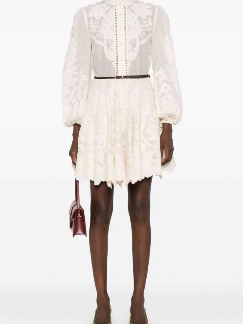 Zimmermann Ottie Mini Dress 100% Linen Gorgeous Embroidery